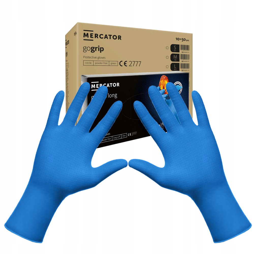 Nitrilové rukavice S modré dlouhé Mercator Gogrip Long 50 Ks x 10ks