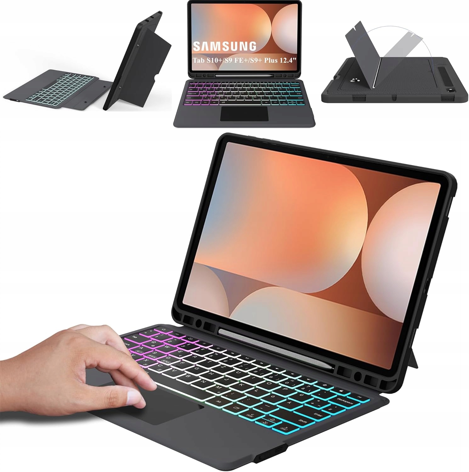 Etui z klawiaturą z touchpadem do Galaxy Tab S9 FE+/S9 Plus 12,4" Qwertz
