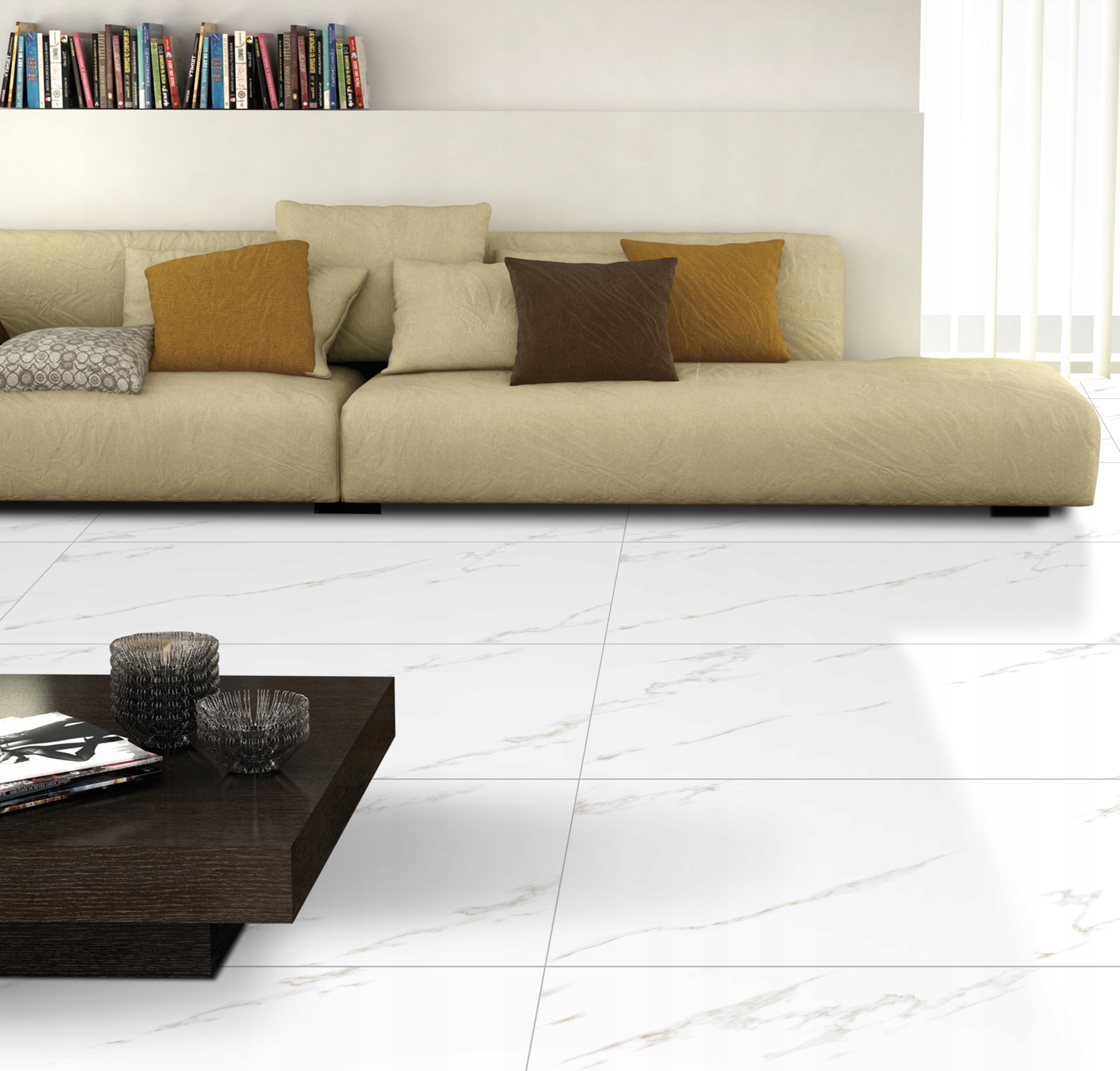 PŁYTKI PODŁOGOWE ŁAZIENKOWE ŚCIENNE BIAŁY MARMUR TULON WHITE 60x120 POŁYSK Typ gres