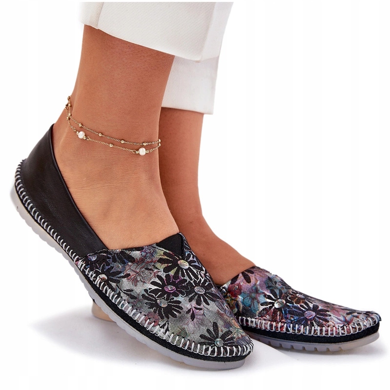 Baleríny Z Přírodní Kůže, Vzorované, Lehké Maciejka T1930-39, Černé, 36