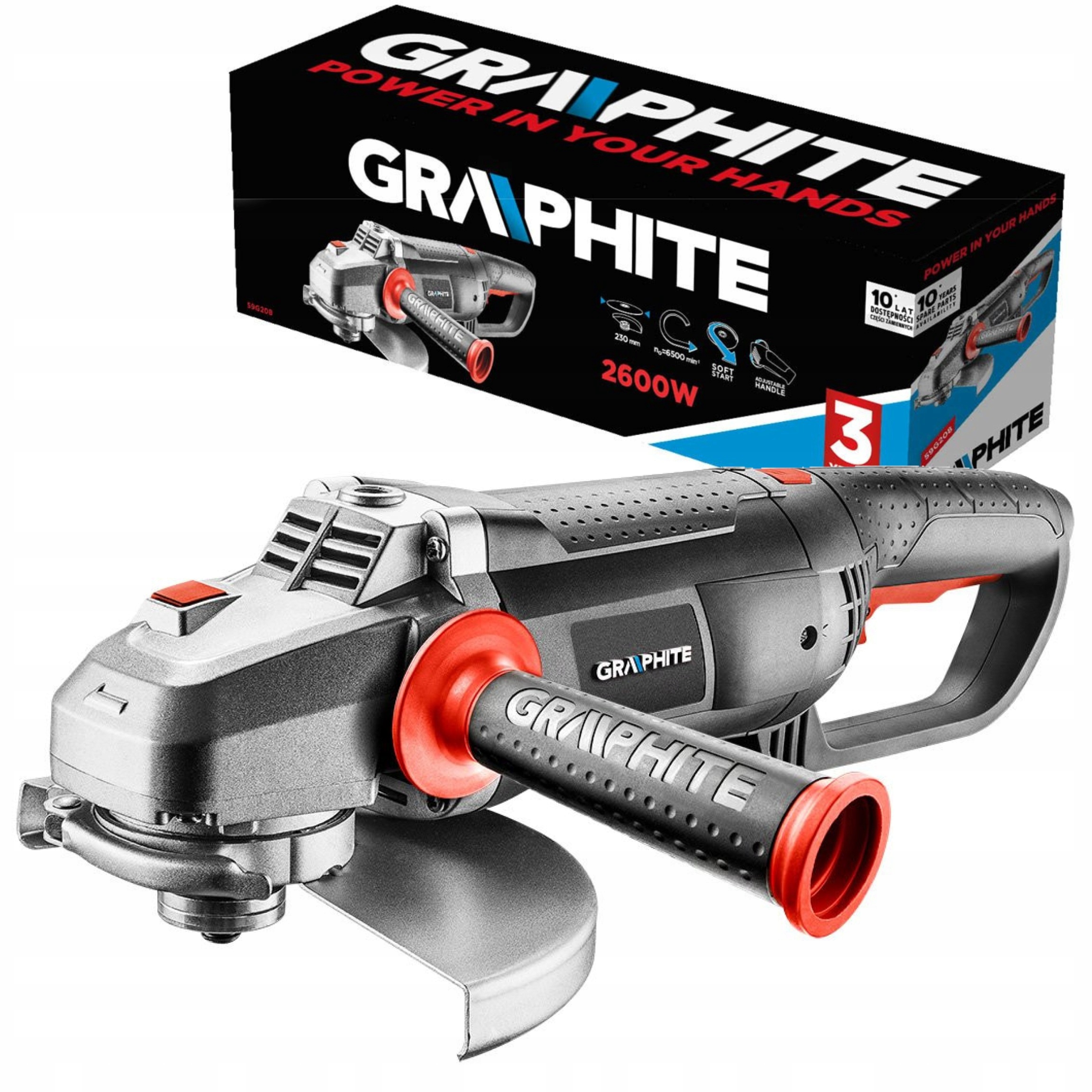 Graphite Úhlová Bruska 59G208 2600W 230 mm Diax Bruska Flex
