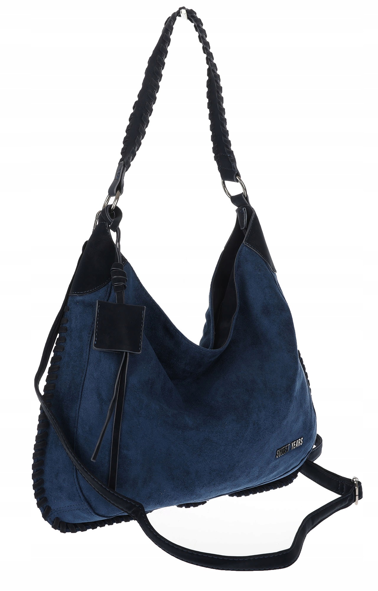 Dámská semišová shopper kabelka přes rameno PT03 Tmavě modrá
