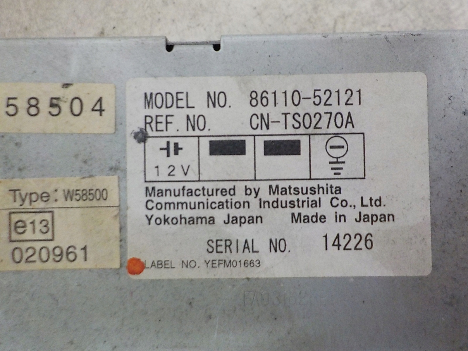 TOYOTA YARIS VERSO display RADIA 86110-52121
