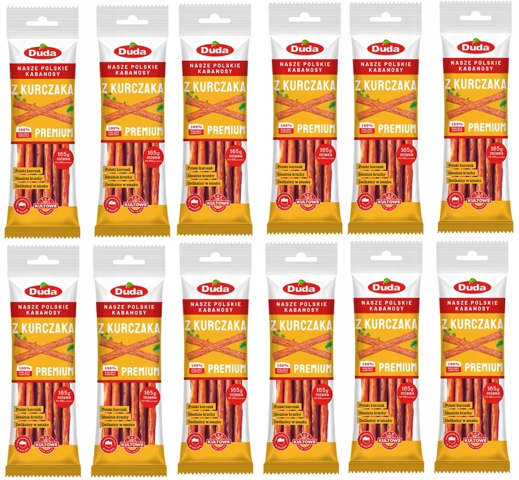 Levně 12 x 95 g Duda Kabanosy z prémiového kuřecího masa bez lepku Karton