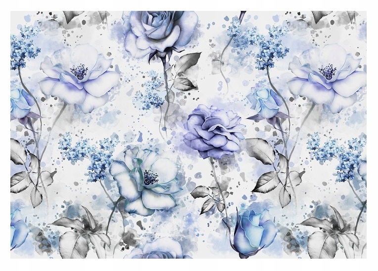Fototapeta Květiny Růže Akvarel Modrá 312x219