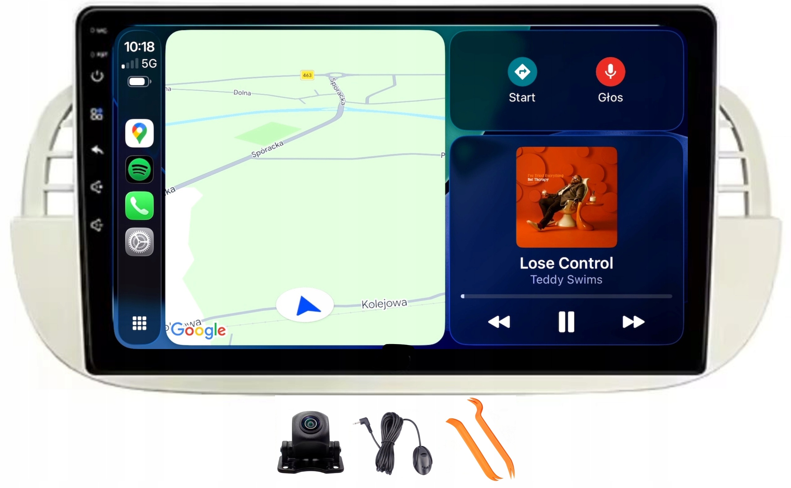 Radio Android Nawigacja Qled Carplay Lte Gps Dsp Fiat 500 07-15