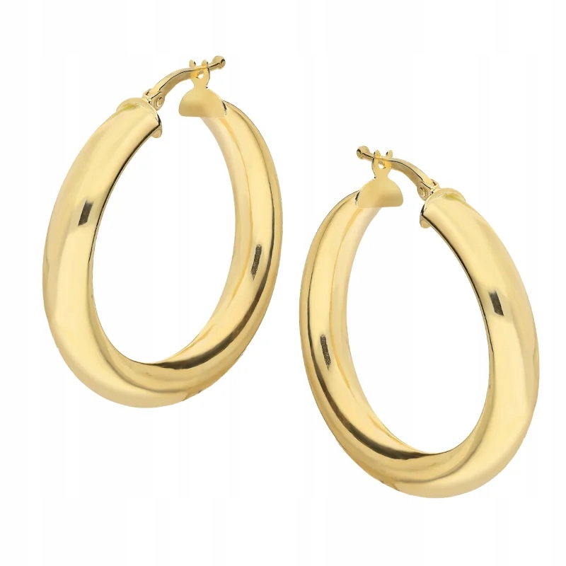 Dámské zlaté náušnice 585, stylové kroucené kruhy 30 mm, dárek 2,89 g