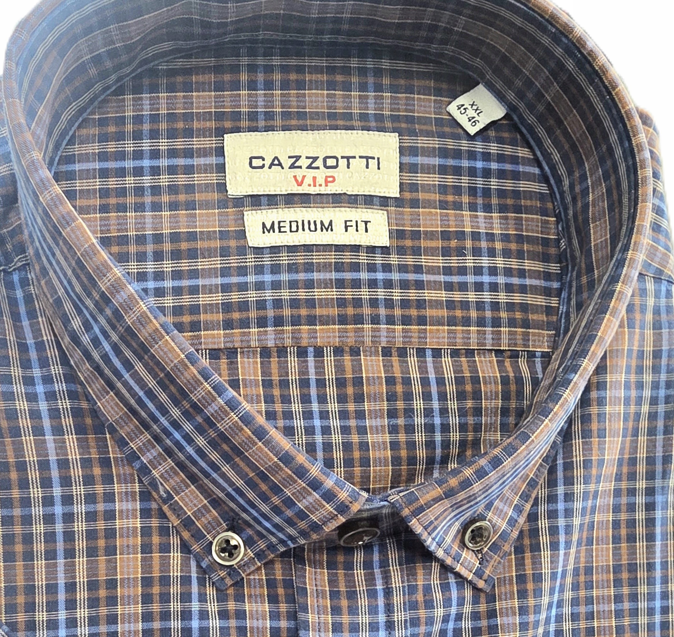 Cazzotti pánská košile 100% Bavlna s krátkým rukávem, střední vel. 2XL/XXL 45/46 CA1