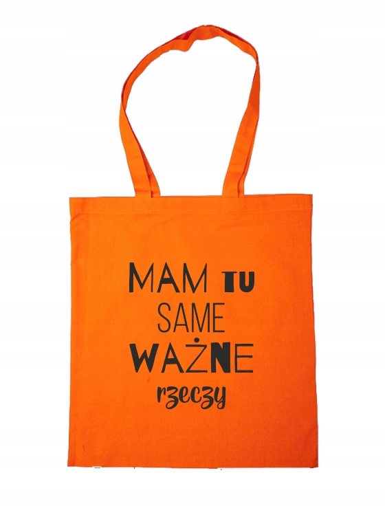 TORBA BAWEŁNIANA Z NADRUKIEM, POMARAŃCZOWA Z LOGO