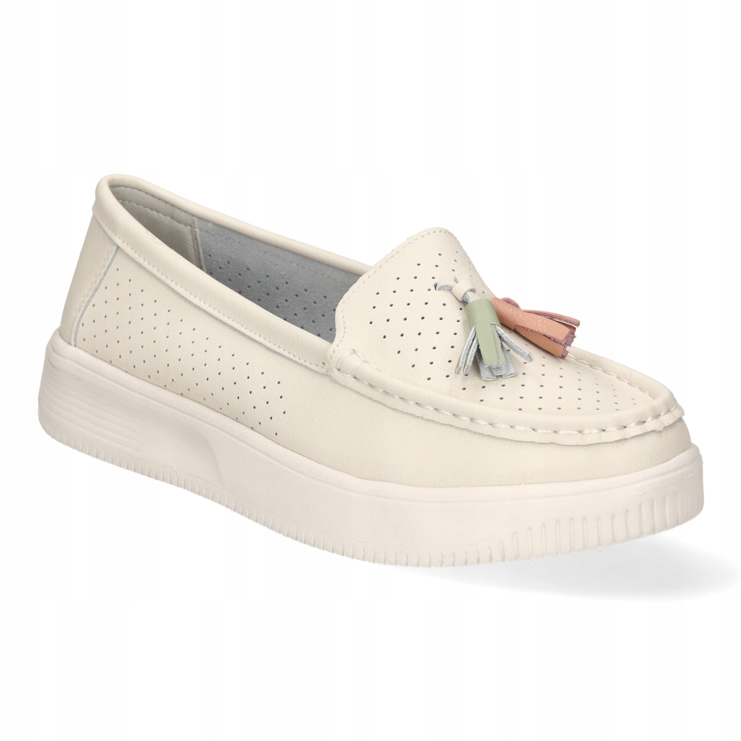 MOKASYNY DAMSKIE SERGIO LEONE SP015 BEŻOWE PÓŁBUTY SKÓRA NATURALNA R 36