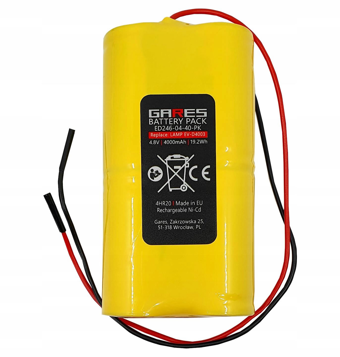 Baterie Akumulátor pro nouzové lampy EV-D4003 4,8V 4Ah