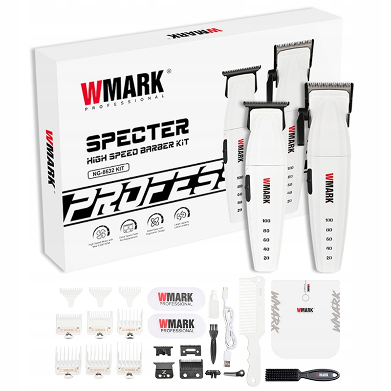 Wmark NG-8632 Kit Barber Combo Maszynka trymer dodatkowe ostrza akcesoria