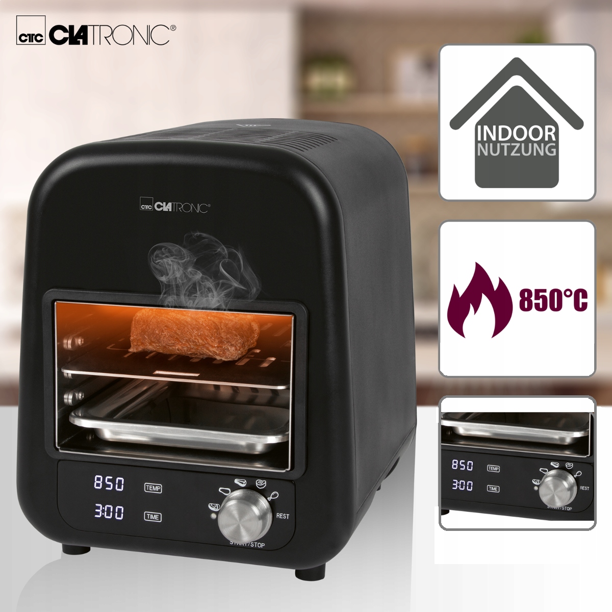 CLATRONIC GRILL STEKÓW BURGERÓW PIZZY 1600W 850'C Marka Clatronic