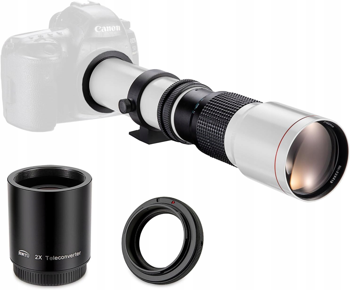Jintu 500mm/1000mm f/8 teleobjektiv s T-bajonetem pro fotoaparáty Canon