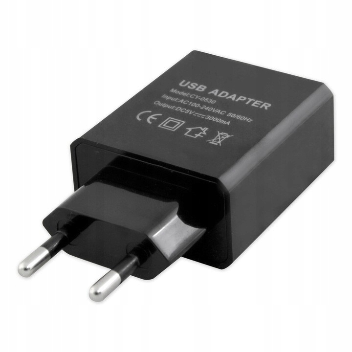 

Zasilacz wtyczkowy ładowarka Usb 5V 3A czarny