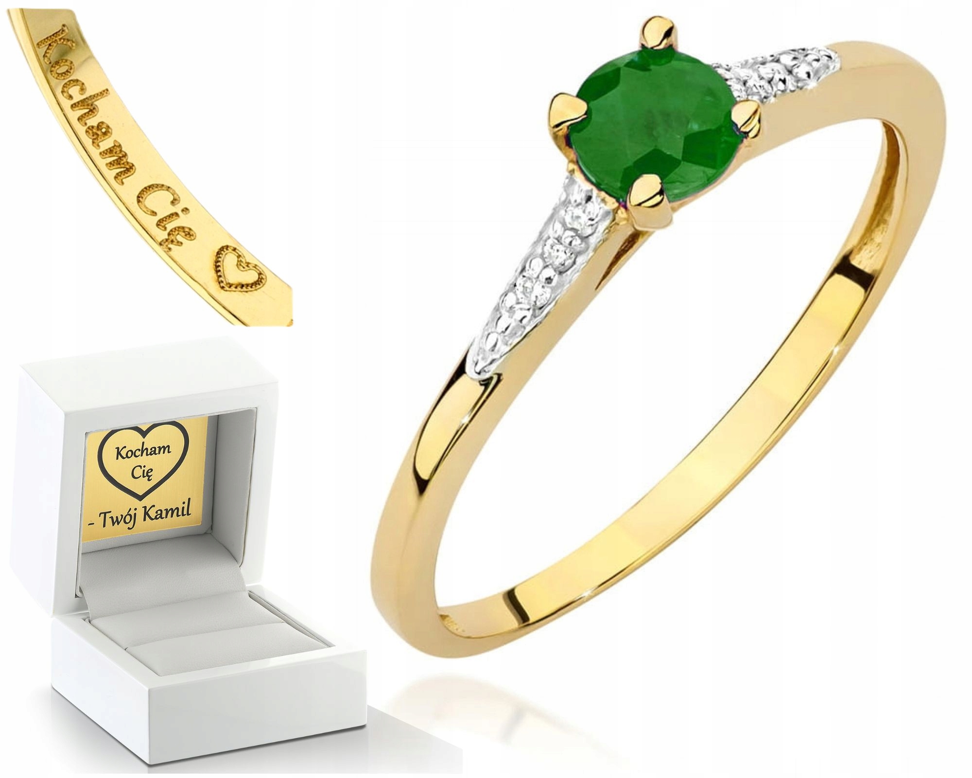 Prstýnek Se Smaragdem A Diamanty Žluté Zlato A Brilianty 585