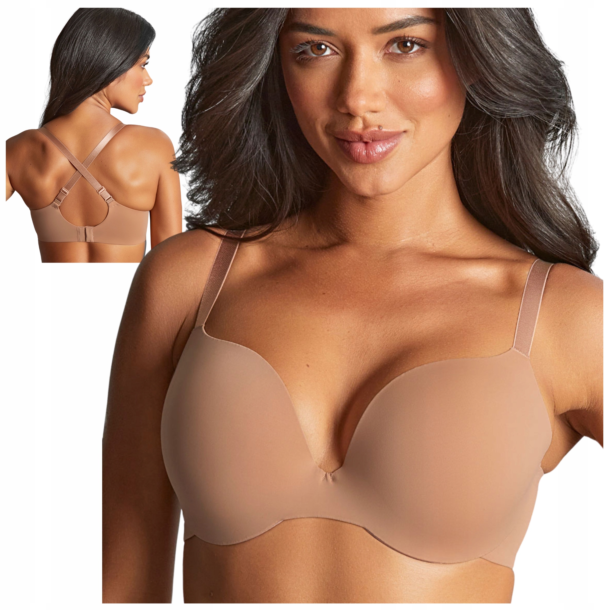 Podprsenka vyztužená hladká bezešvá podprsenka Panache plunge béžová 32G/70I