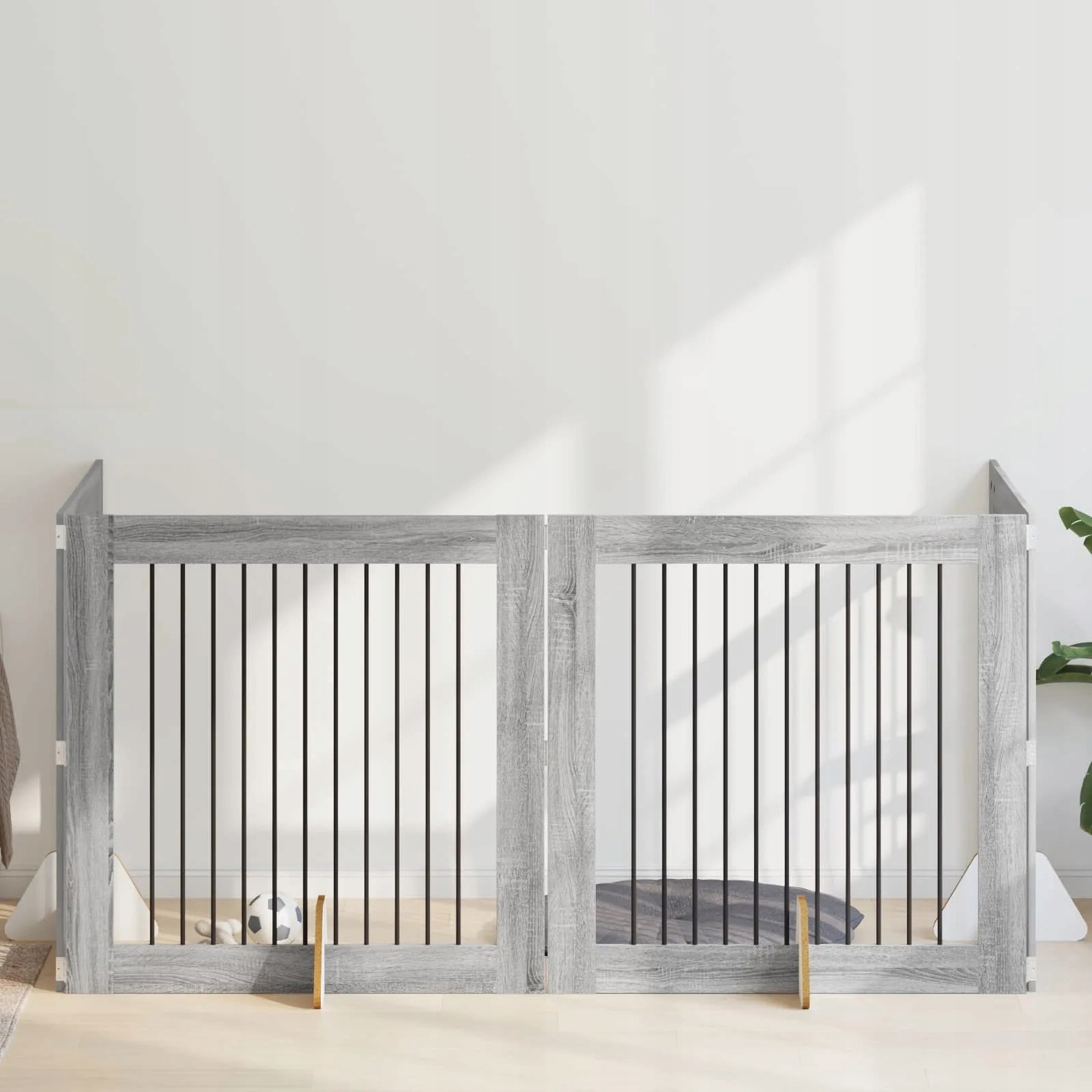 vidaXL Skládací psí brána se stojany 4 pcs Šedá sonoma 401 cm