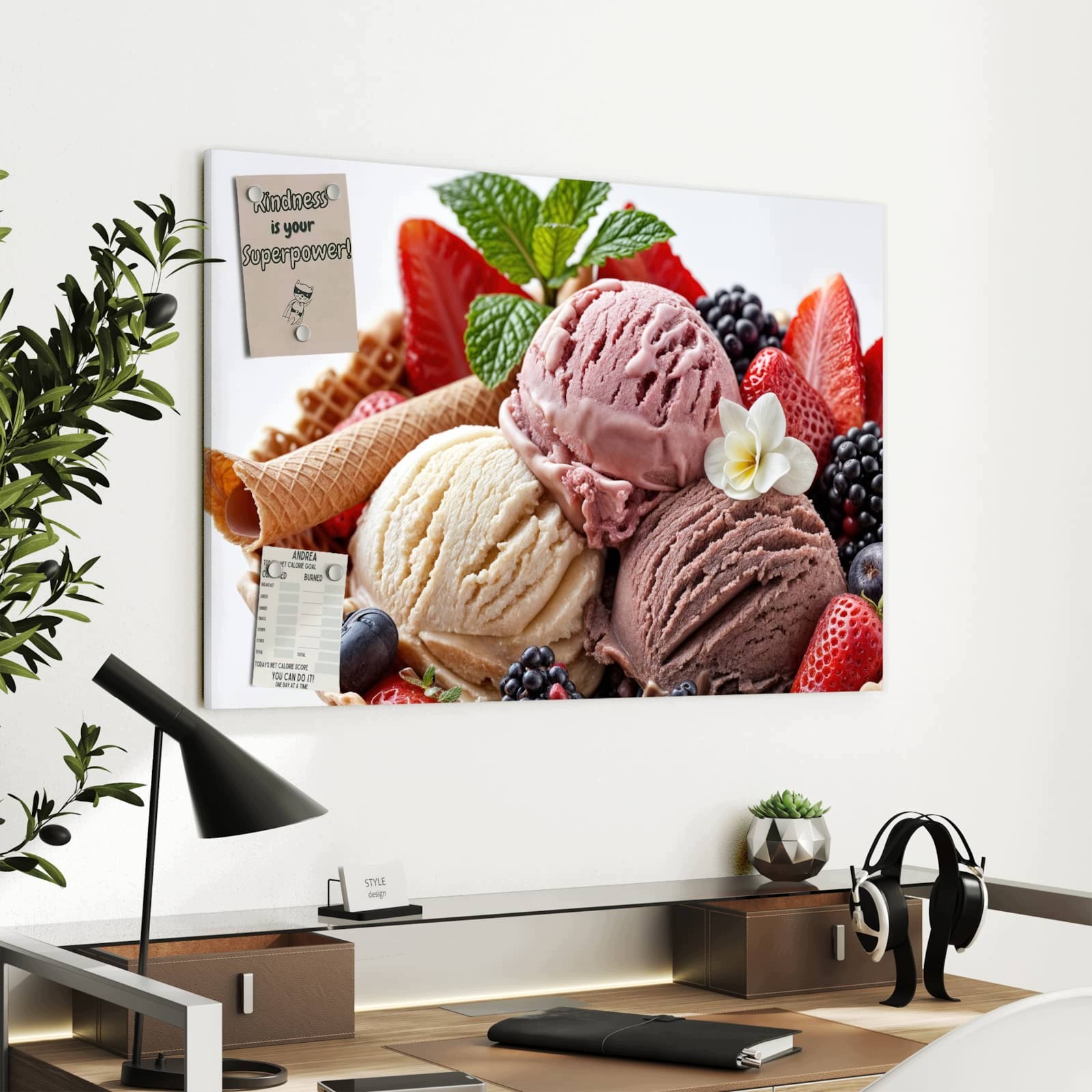 Magnetická tabule Wafel ledový s Ovoce 90 × 60 cm