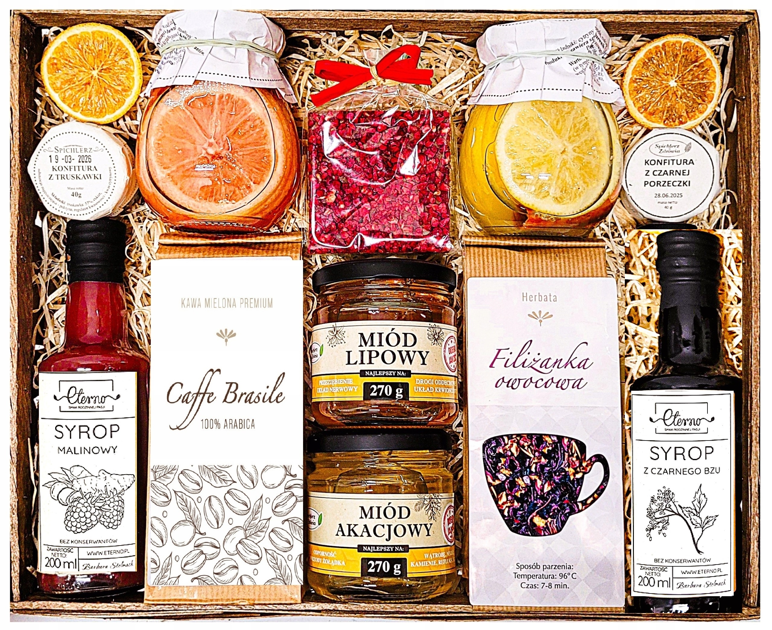 Levně Velký Dárkový Koš Dárek Dárkové Balení Čaje Citronový Sirup Káva