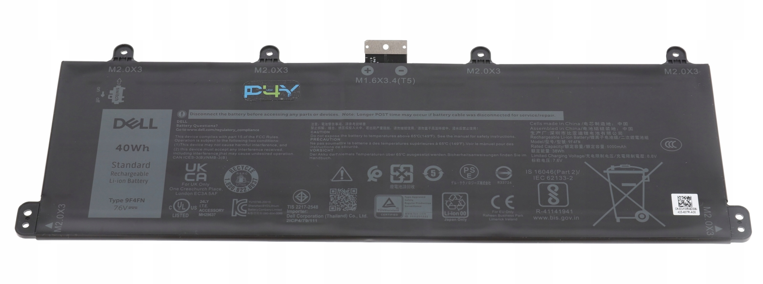 Oryginalna Bateria Dell 40Wh 2C 9F4FN 2VKW9 X28GR 8PK6G