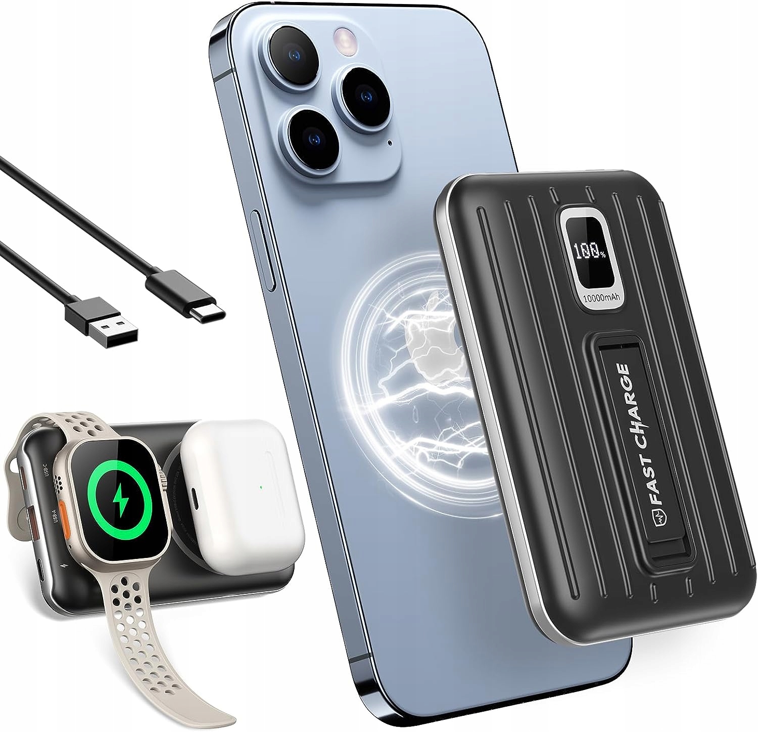 Bezprzewodowy powerbank 10000 mAh czarny