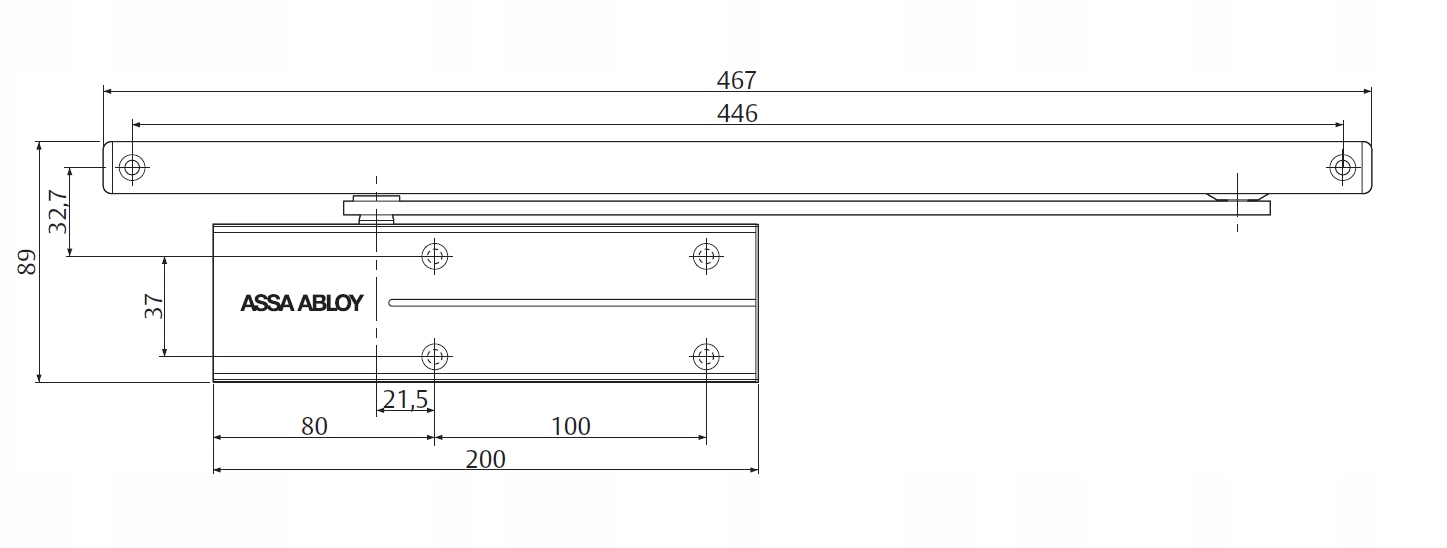 Samozamykacz ASSA ABLOY DC175 z szyną, czarny EAN (GTIN) 6438352073689