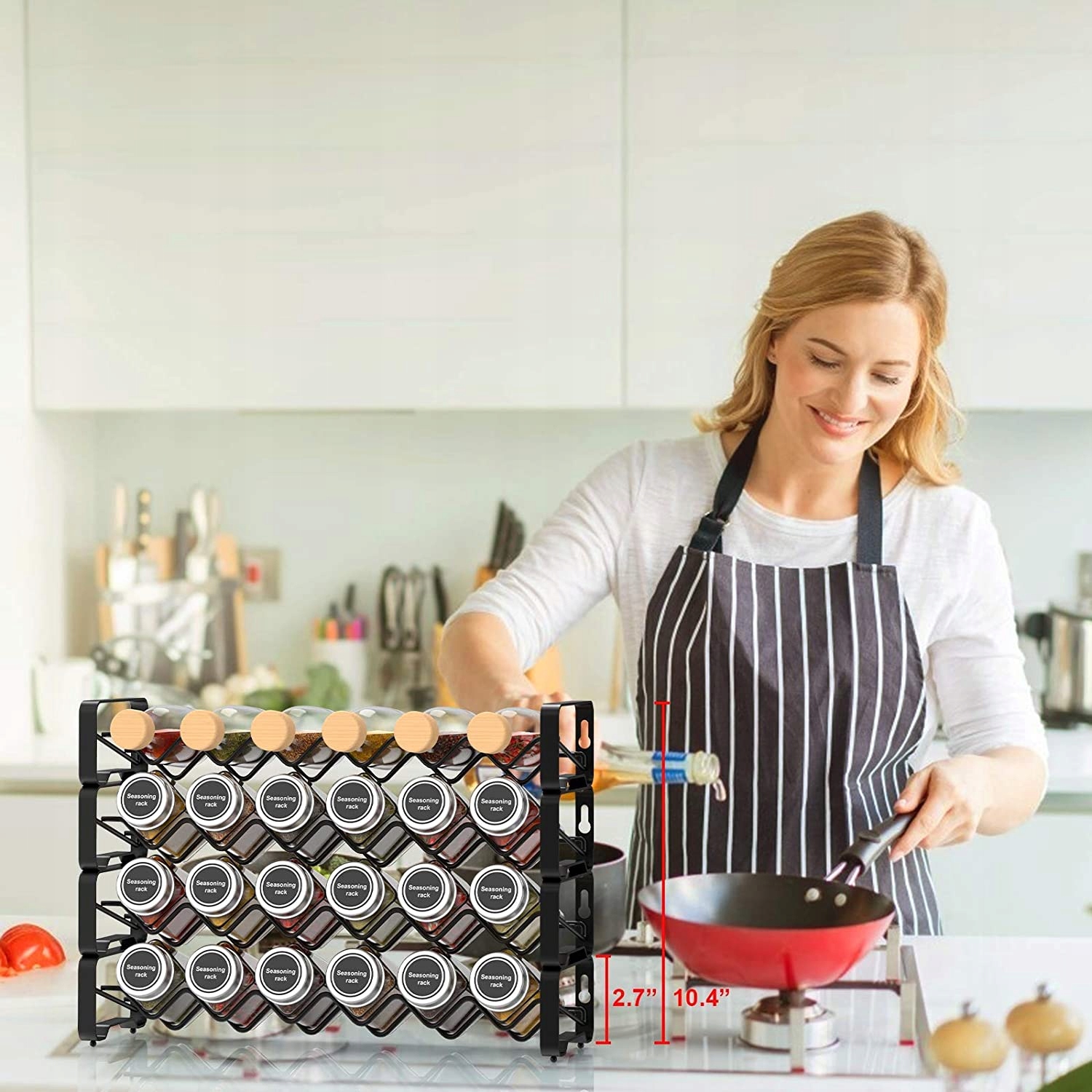 STOJAK KUCHENNY PRZYPRAWY METALOWA PÓŁKA 4 POZIOMY Szerokość mebla 1 cm