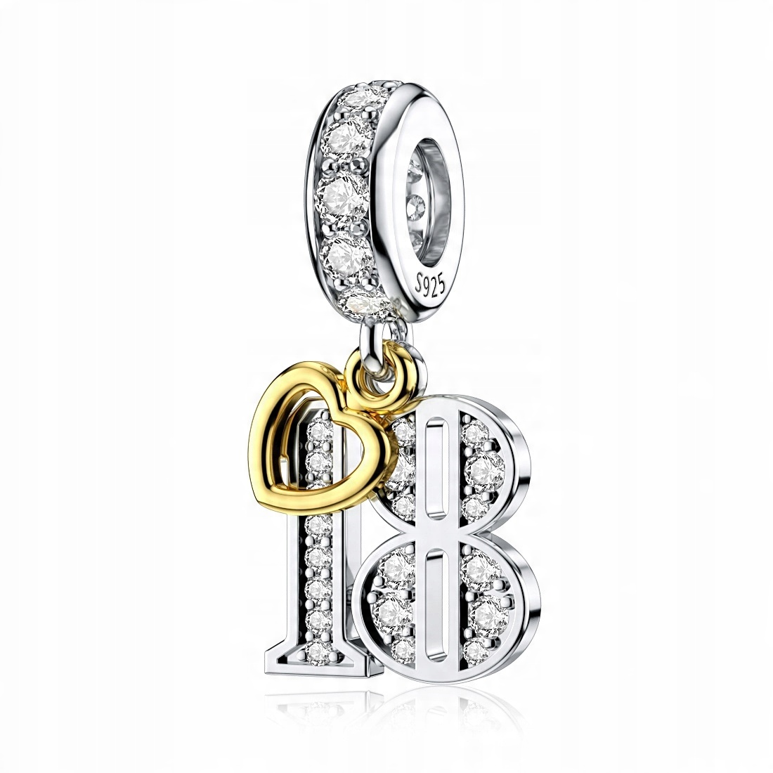 

Charms do Pandora 18 Dorosłość Urodziny serce s925