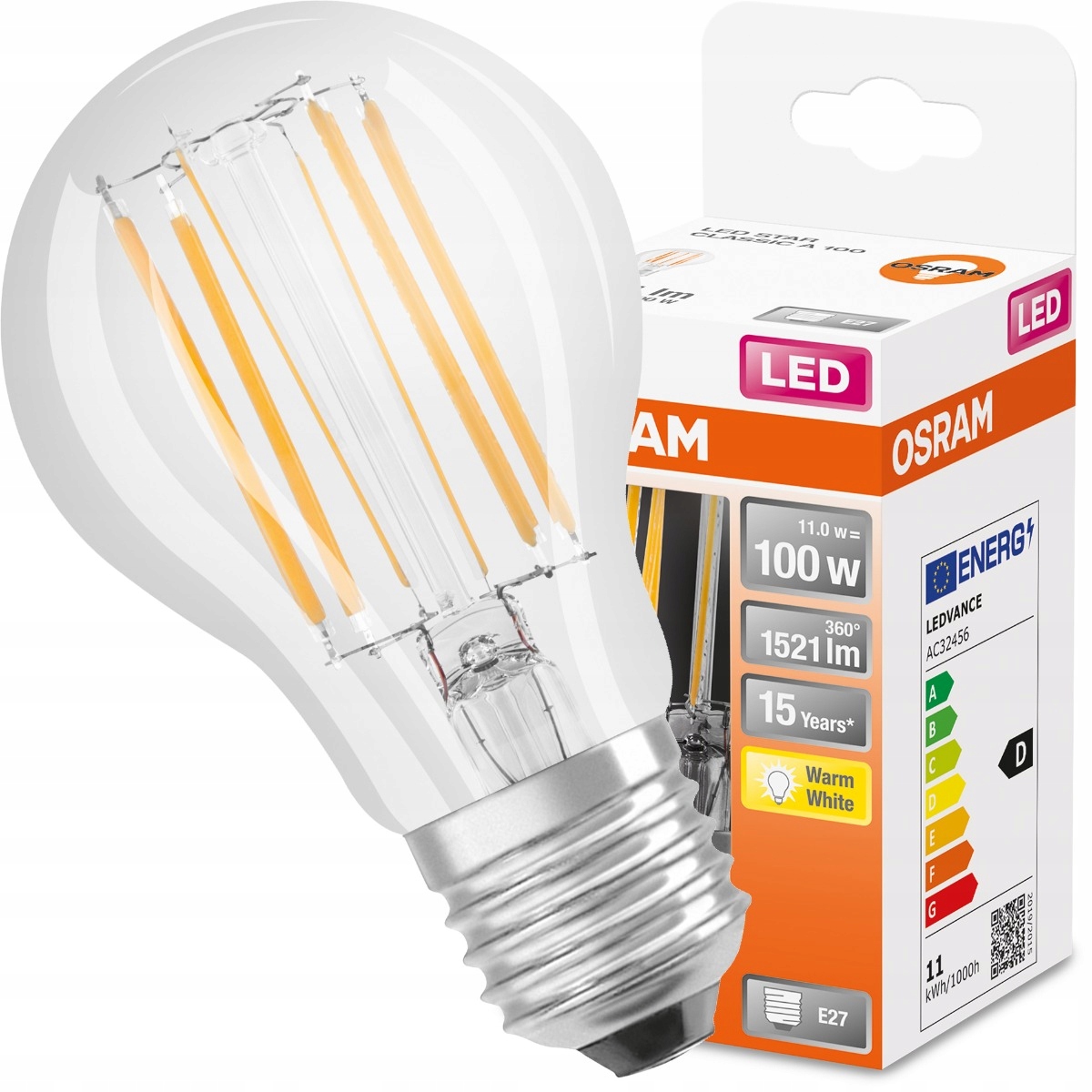 

Żarówka Led E27 A60 11W 100W 2700K Filament Osram