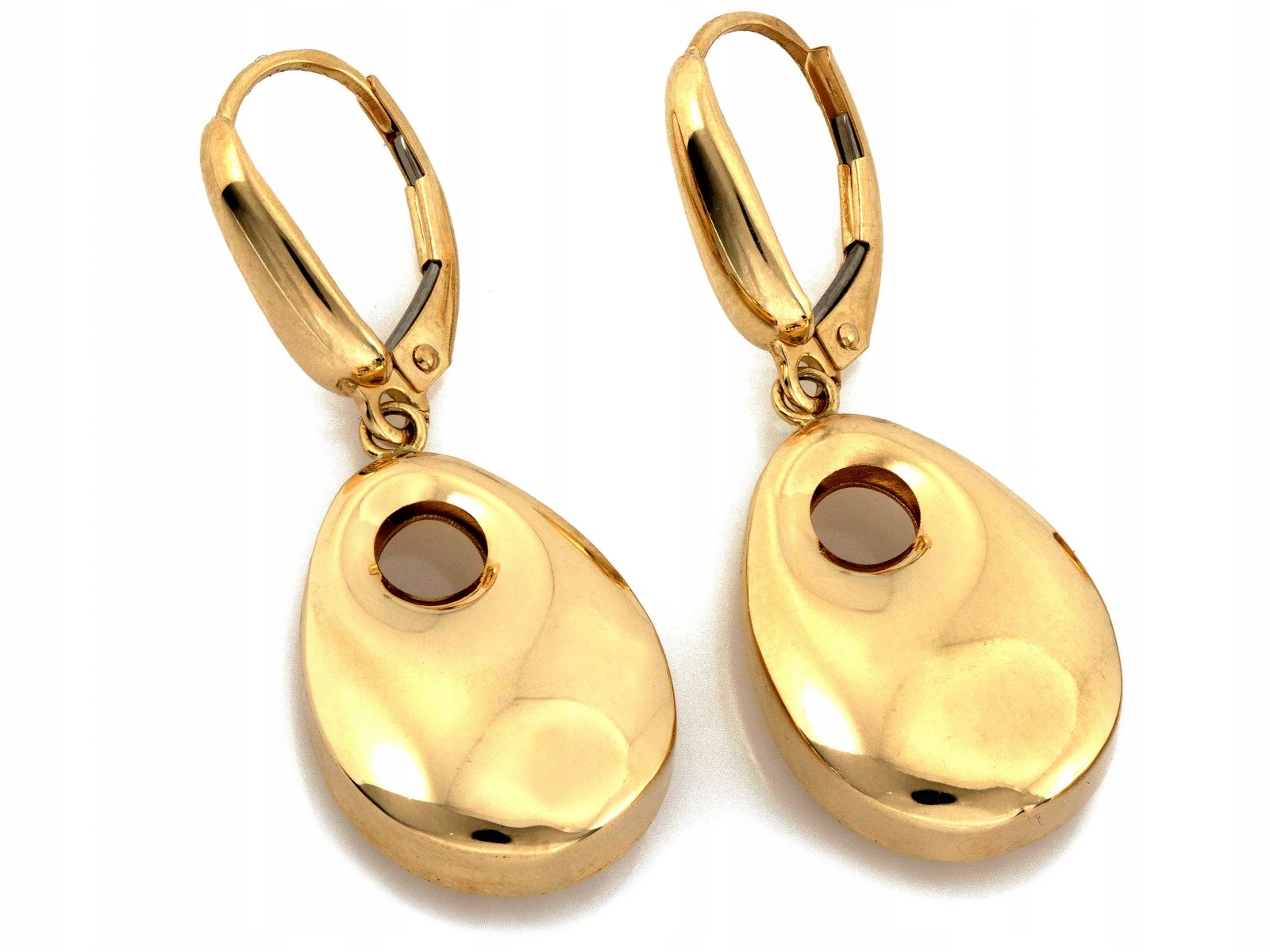 Náušnice zlaté závěsné nafukovací kapka 585 lesklý povrch slza