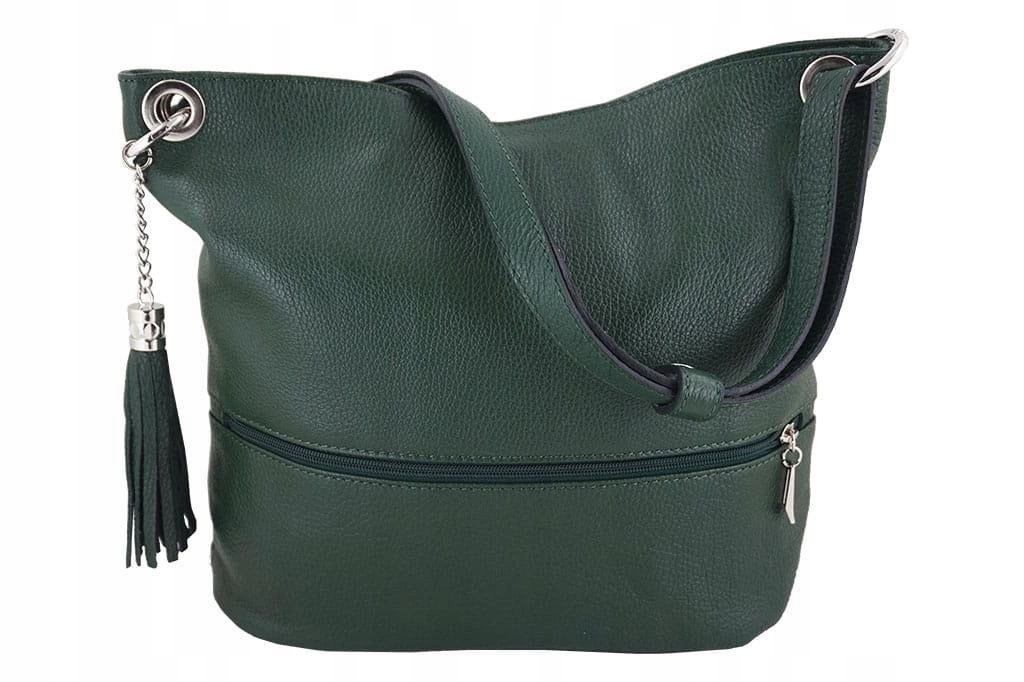 Italská kožená kabelka Barberinis tmavě zelená
