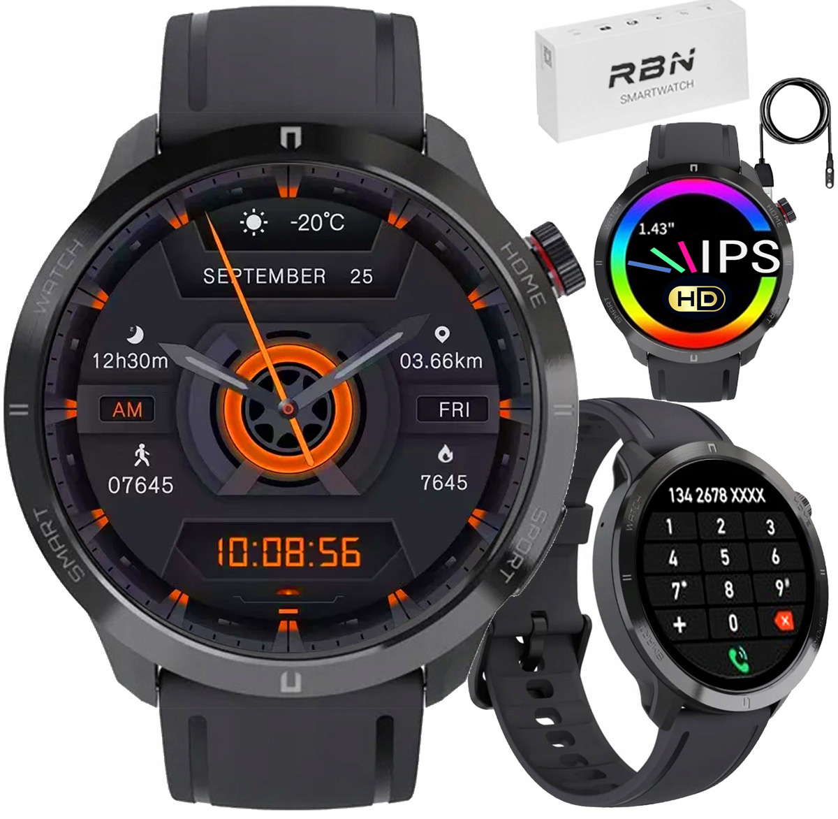 Zegarek Smartwatch Rubicon Rozmowy Bt 466x466 Menu Pl Kroki Sms Puls Tarcze
