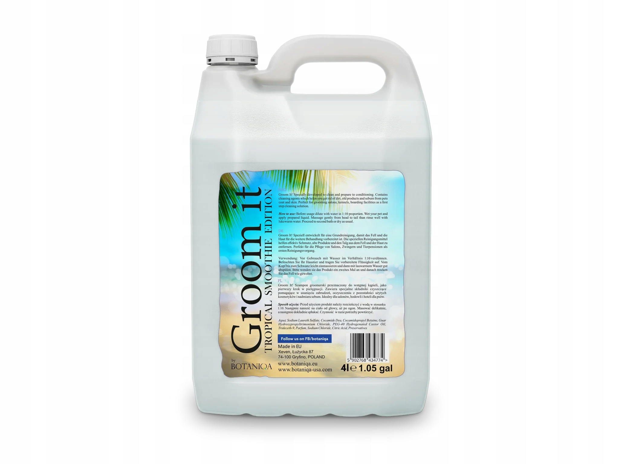 Szampon groomerski Groom It! do wstępnej kąpieli o zapachu tropikalnym 4L