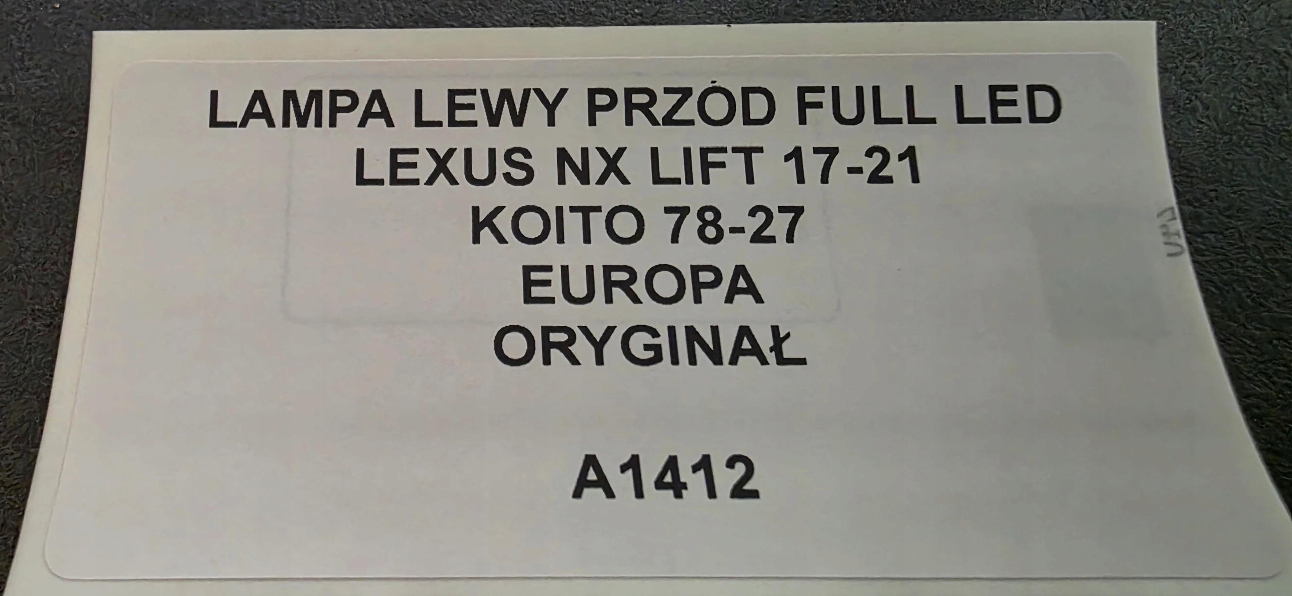 light left front FULL LED LEXUS NX LIFT 17-21 original KOITO 78-27