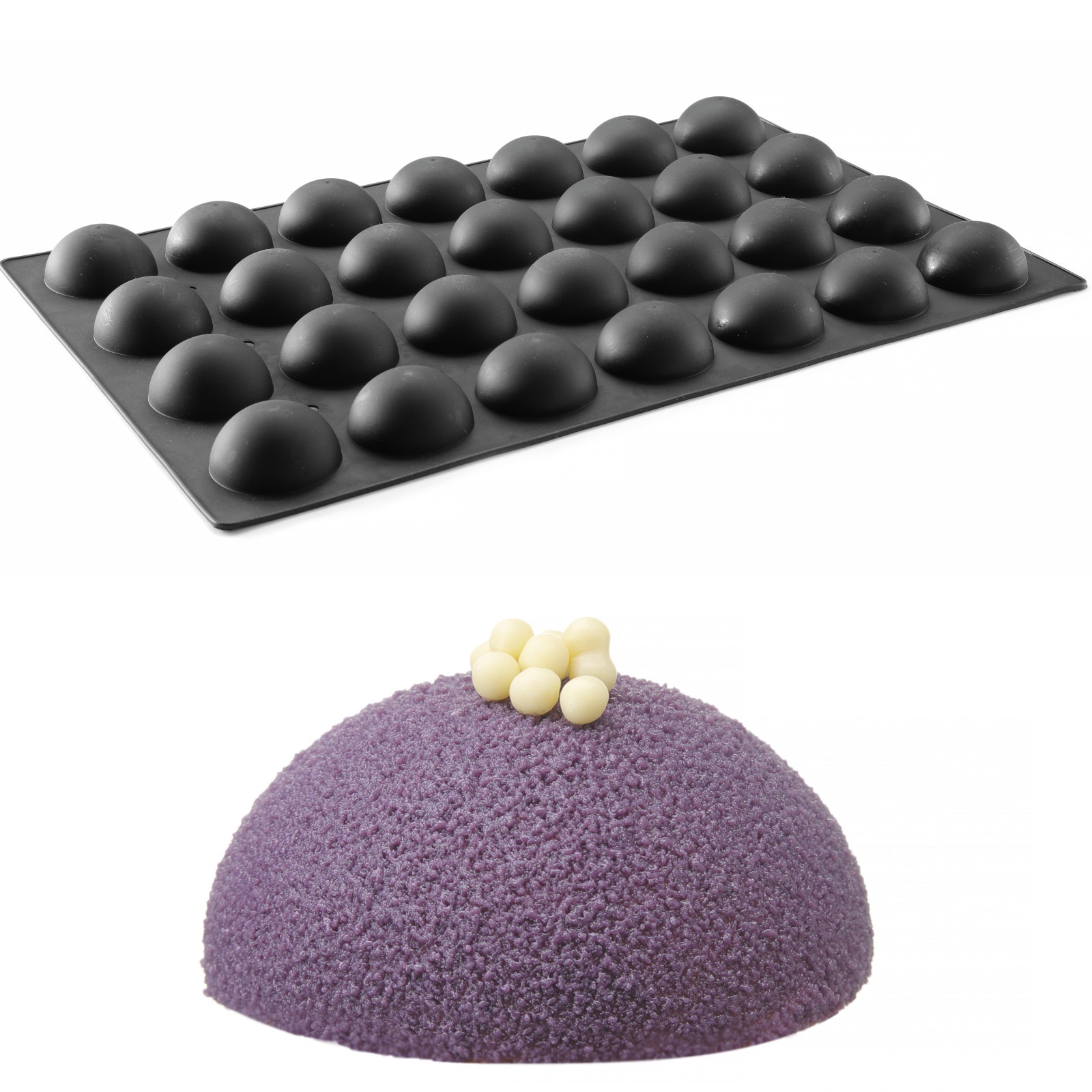 Levně Silikonová forma na pralinky a pečicí pěny 600 x 395 mm půlkruh