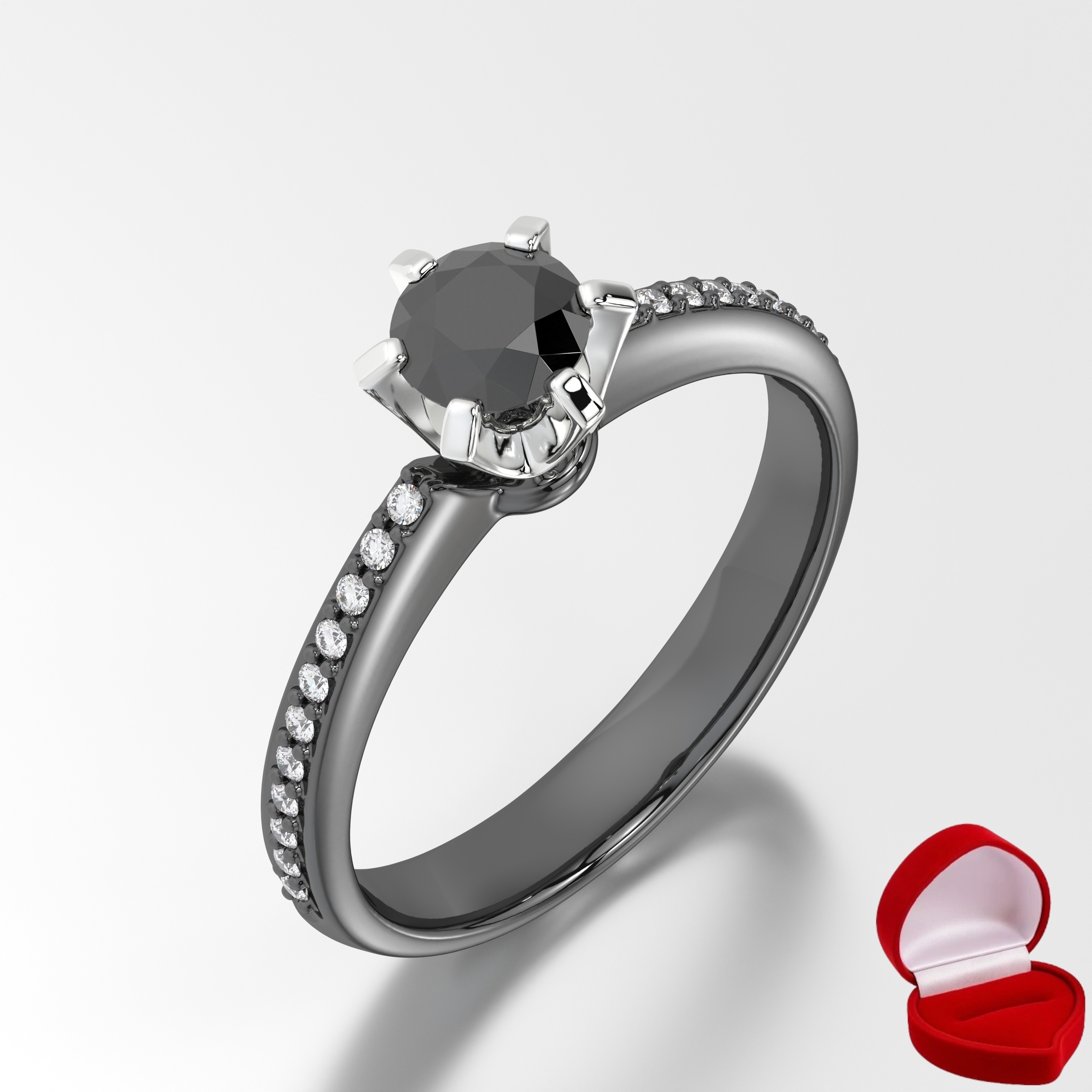 Zlatý Prstýnek 585 14k Brylant Č. 0,30 ct Černé Zlato R27