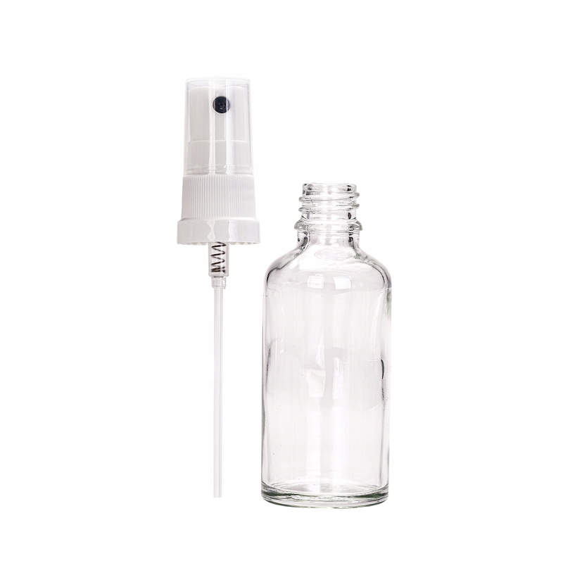 

Butelka szklana 50 ml z atomizerem białym