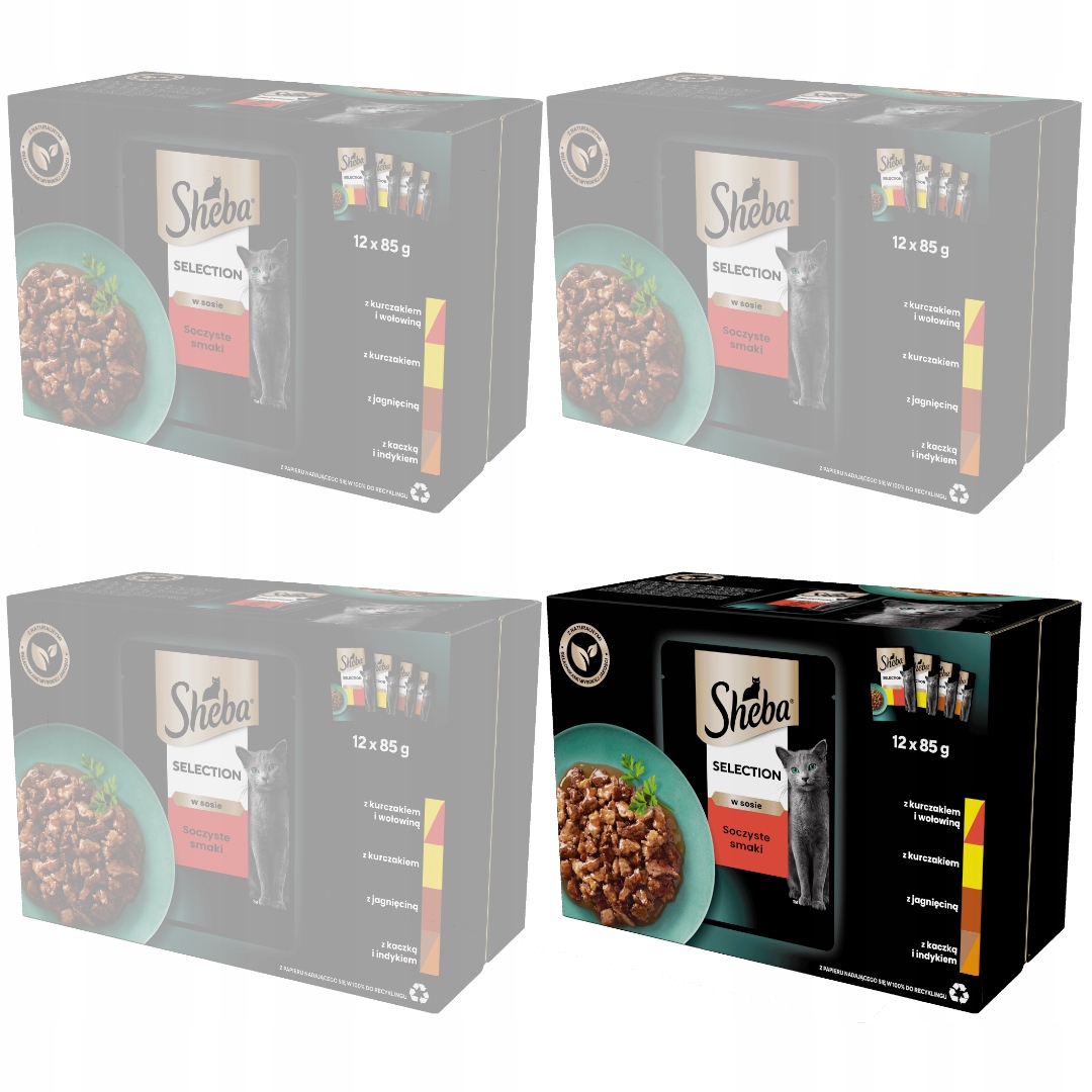 Levně Sheba Šťavnaté Příchutě Krmivo Pro Kočky V Omáčce 48x85 g