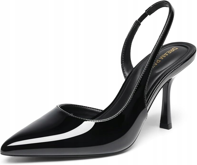 Dámské lodičky slingback černé s špičkou a špičkou ve špici, velikost velikost
