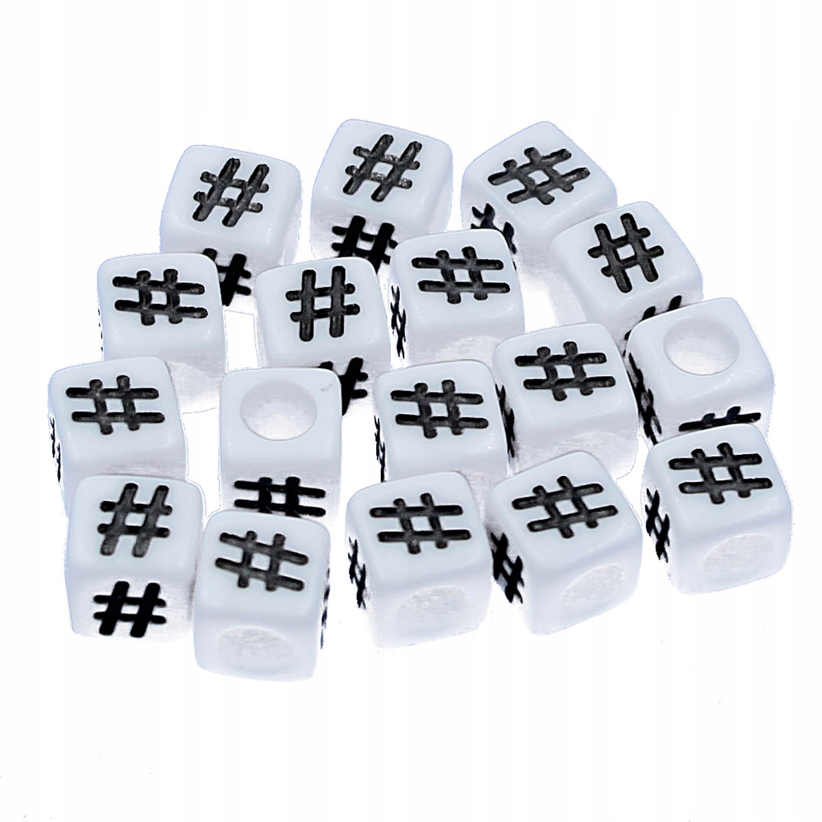 Koraliki Znak Hashtag Krzyżyk Białe 7mm 20 szt