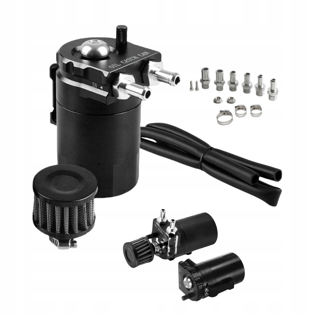 Oil Catch Tank Black Odlučovač oleje sada s filtrem Krátké 10 13 15 mm