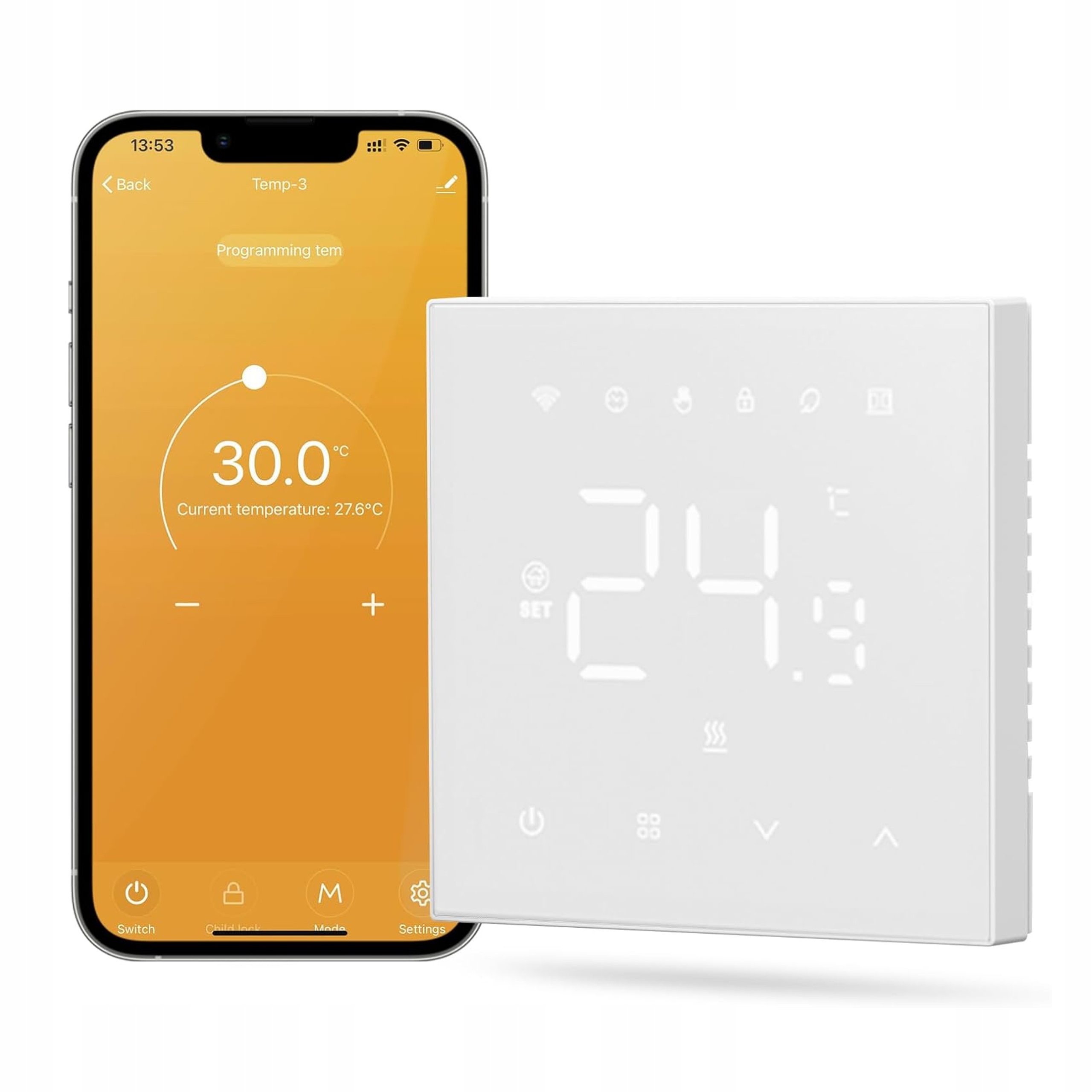 Termostat WiFi Tuya Miucda do Ogrzewania Podłogowego 3A