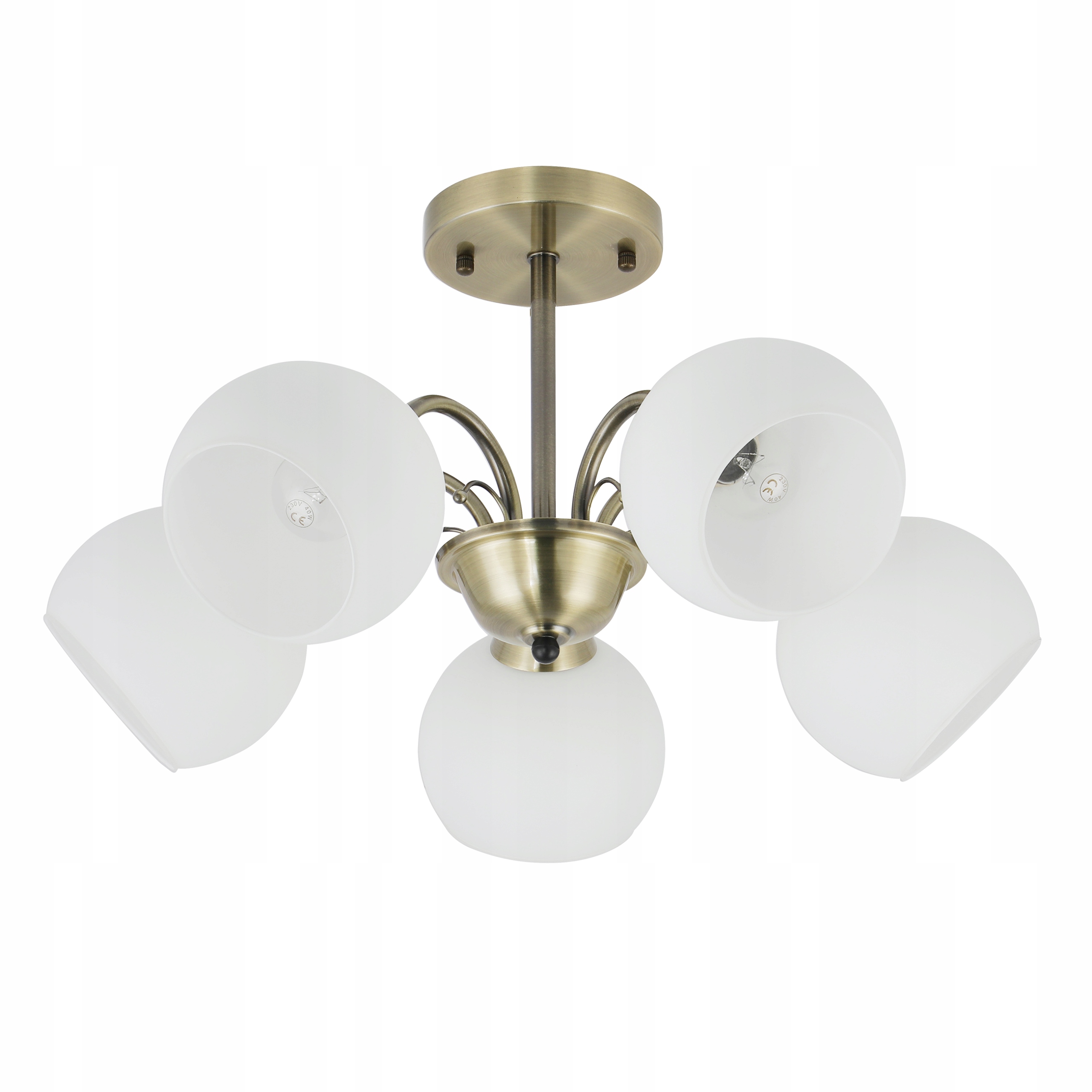 Candellux Nestor Lampa wisząca patynowy 5x40W E27 klosz biały 35-34960