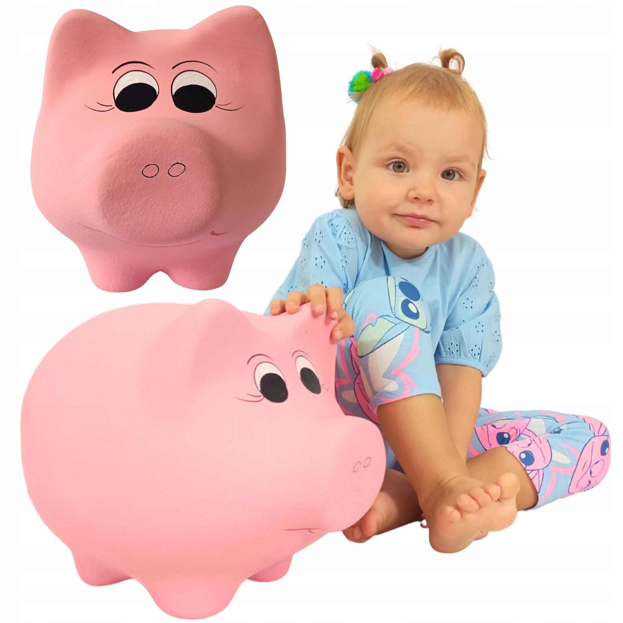 Pokladnička růžová velká XXL keramické prasátko na rozbití prostorná Gigant