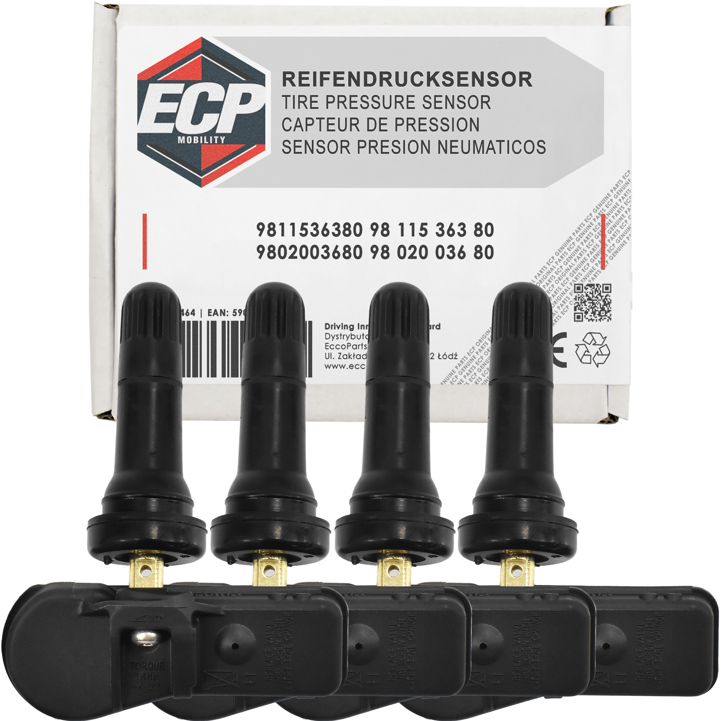 4x Senzor Tlaku Pneumatík Tpms 9811536380 Peugeot 207 208 3008 301 308 5008