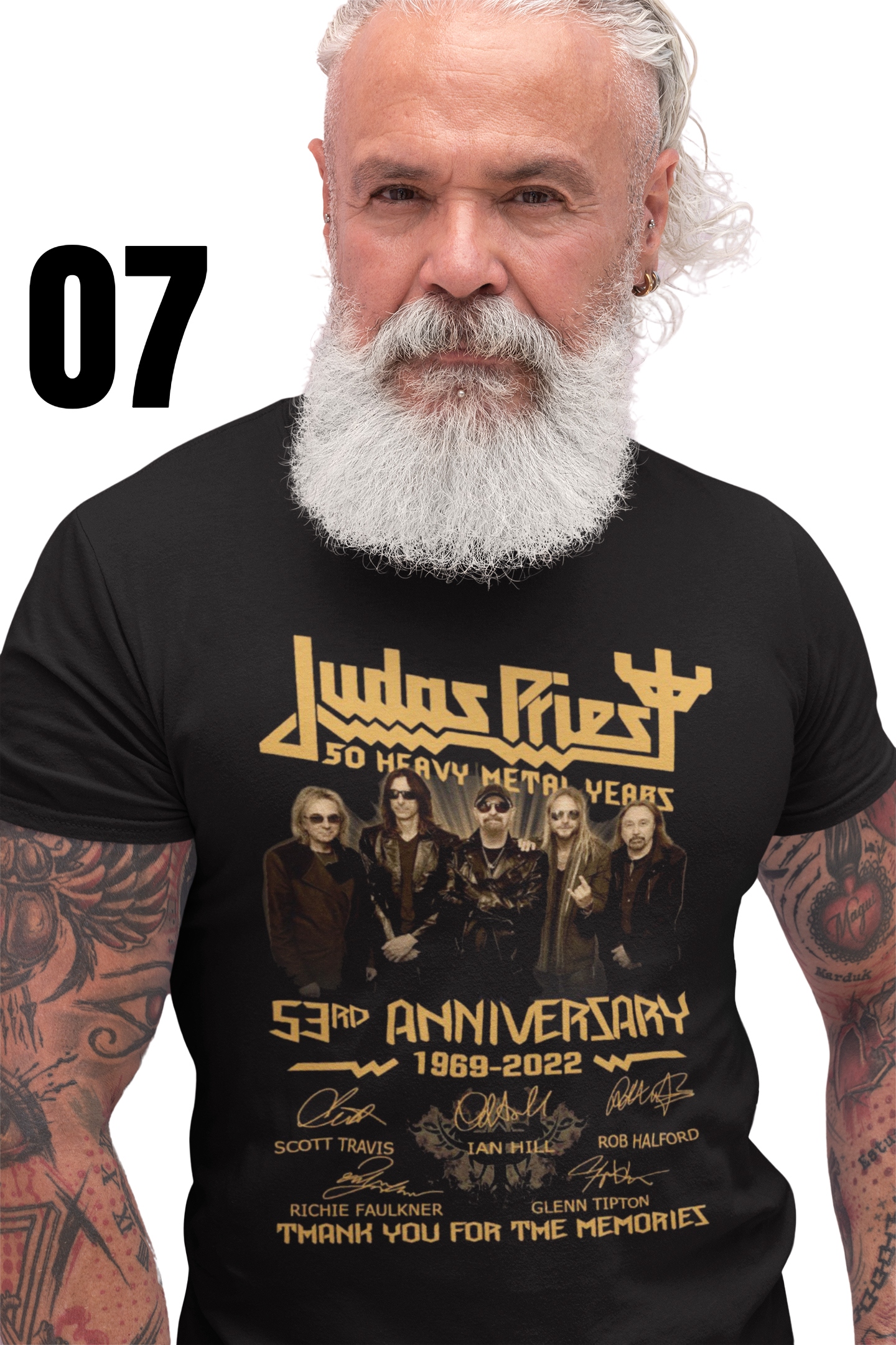 JUDAS PRIEST 50 LAT Koszulka T-Shirt 16 WZORÓW S Model 50 YEARS METAL MĘSKA CZARNA