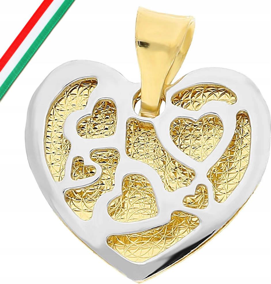 Zlatý přívěsek 585 srdce s prolamovanými srdíčky v bílém zlatě jako dárek