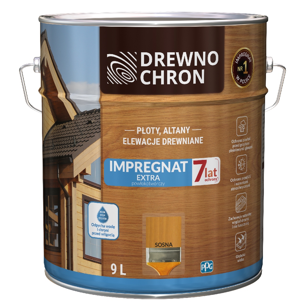 Drewnochron Sosna 9L Impregnat Extra do drewna powłokotwórczy płotów altan