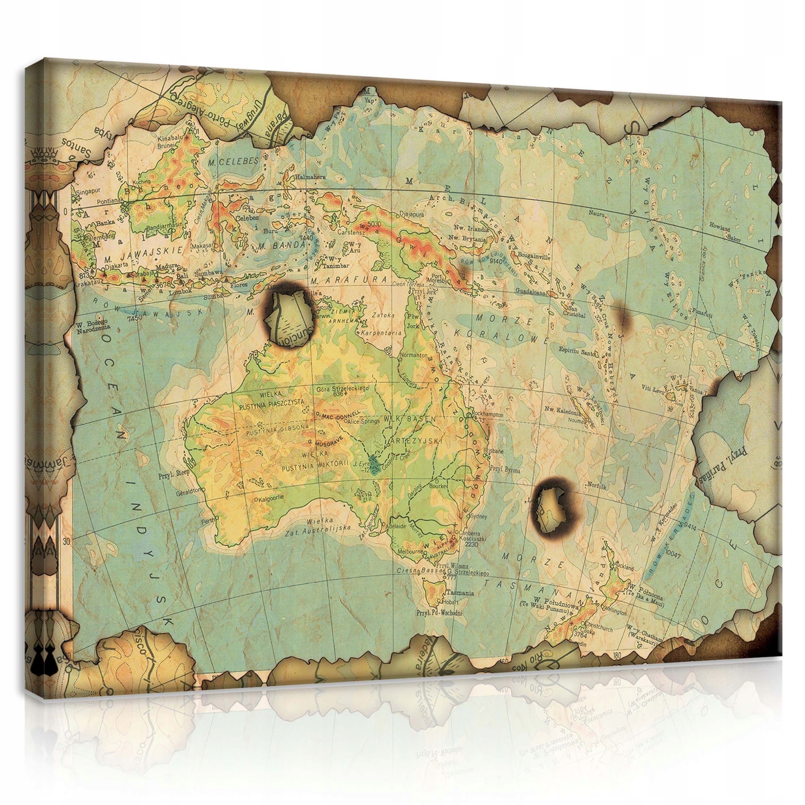 Obraz 80x60 Stará antická mapa Austrálie geografie cestování vintage